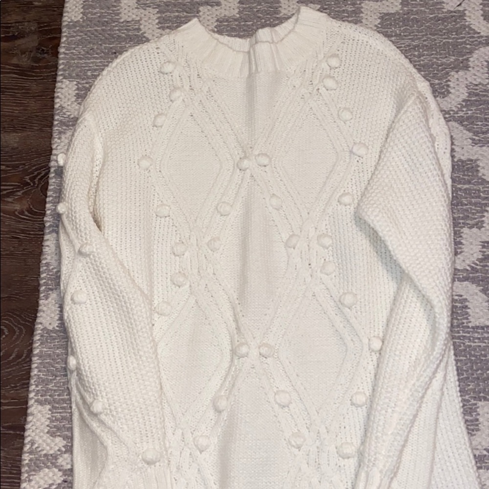 White Pom Pom Sweater